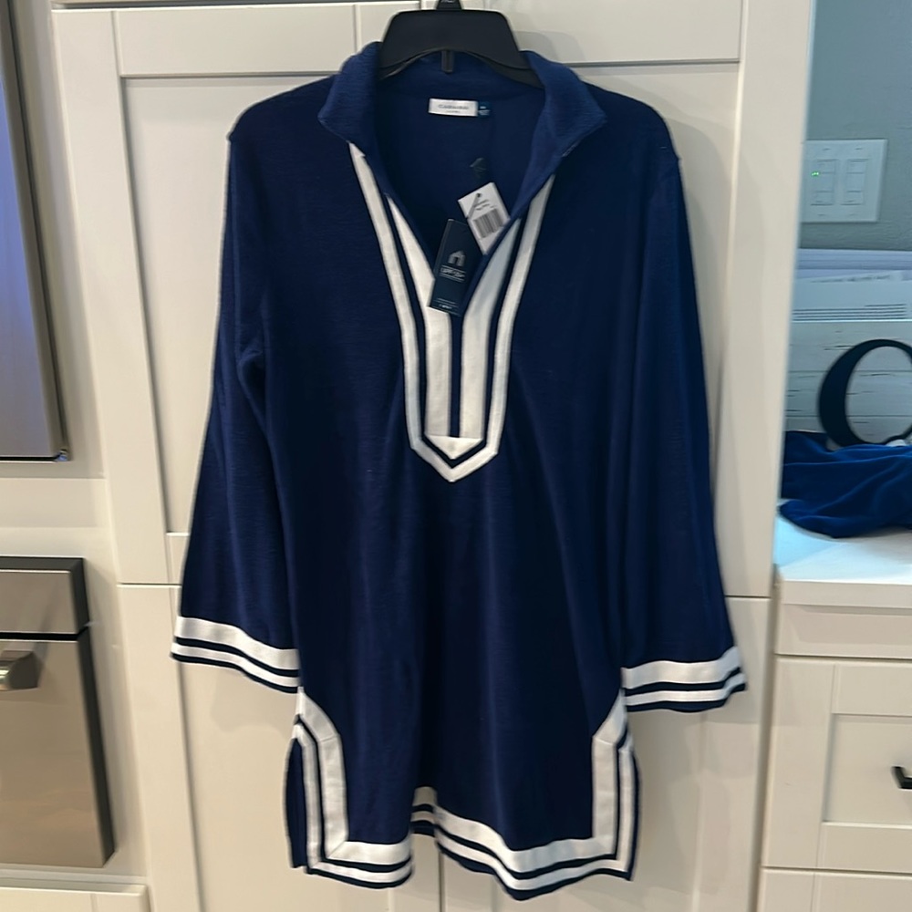 New with tags Cabana life navy/white terry tunic
